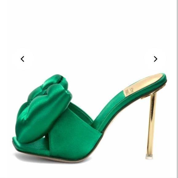 Jeffrey Campbell  BOW_DOWN Green satin bow stiletto slides, New in box US 7.5 - Picture 11 of 12